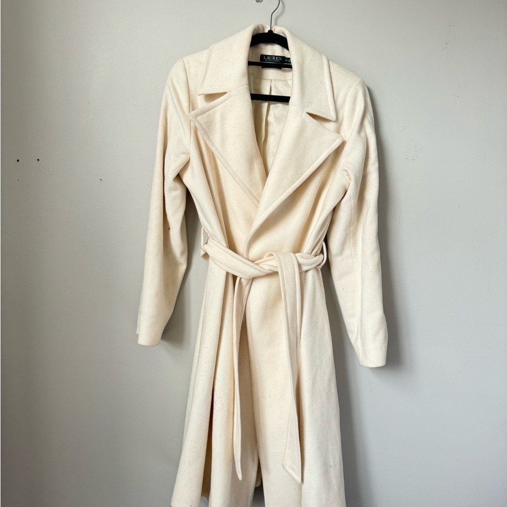 Lauren Ralph Lauren Cream Trench Coat with Belted Waist